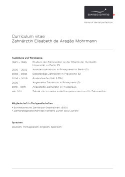 Curriculum vitae Zahnärztin Elisabeth de Aragão