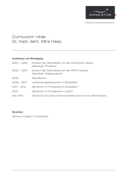 Curriculum vitae Dr. med. dent. Mira Haas