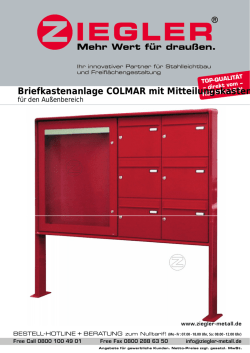 Briefkastenanlage COLMAR mit Mitteilungskasten