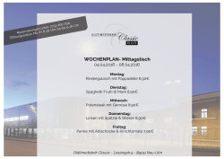 WOCHENPLAN- Mittagstisch - Oldtimerfabrik Classic