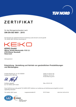 ISO-Zertifikat DIN EN ISO 9001