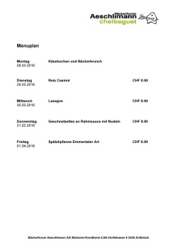 Menuplan - Bäckerforum Aeschlimann
