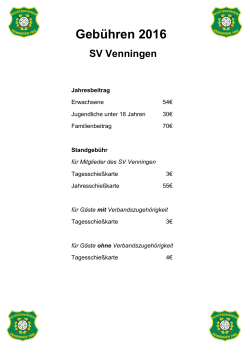 Gebühren 2016 SV Venningen