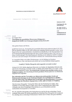 Allg. Kundeninfo: Neuregelung Eichgesetz für Kunden ohne Vertrag