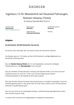 Ingenieur/-in f&uuml;r Messtechnik bei Dauerlauf
