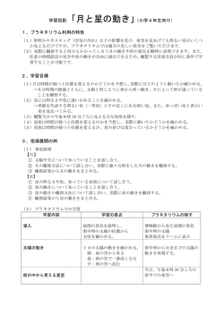 学習投影「月と星の動き」（小学4年生向け） 1、プラネタリウム利用の特色