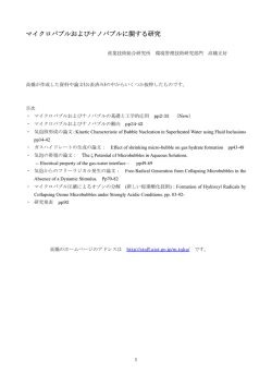 マイクロバブルおよびナノバブルに関する研究