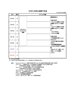 今週・来週の予定 - 宇宙ステーション・きぼう広報・情報センター