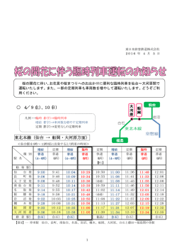 桜の開花に伴う臨時列車運転のお知らせ