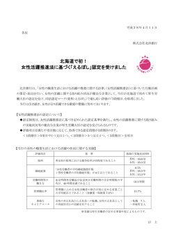 北海道で初！ 女性活躍推進法に基づく「えるぼし」認定を受けました