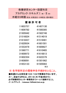 来週からは来往舎103・104で授業を行ないます。