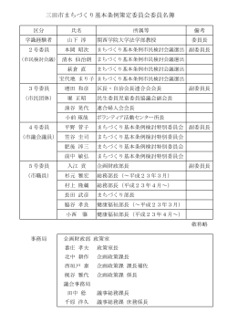 三田市まちづくり基本条例策定委員会委員名簿