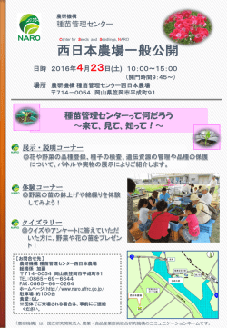 西日本農場一般公開 - 農業・食品産業技術総合研究機構