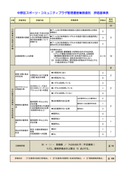 中野区スポーツ・コミュニティプラザ管理運営業務委託 評価基準表
