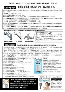 ＜飲み水編＞ 生活に使う水＝飲み水1％+洗い水99％