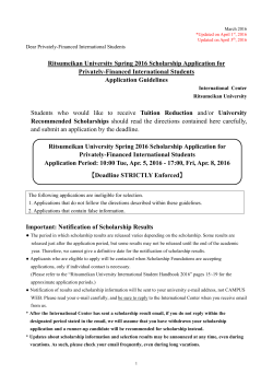 Ritsumeikan University Spring 2016 Scholarship Application for