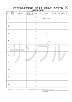 リウマチ性疾患保健相談・指導患者・家族名簿、講演等一覧 保 険