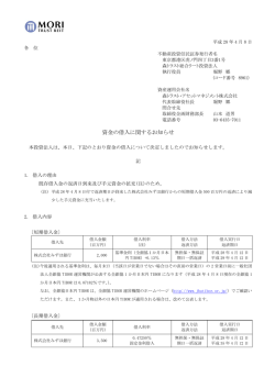 資金の借入に関するお知らせ - 森トラスト総合リート投資法人