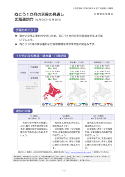 北海道1カ月気象情報（4月7日発表）