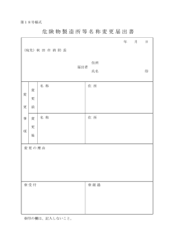 危険物製造所等名称変更届出書