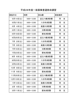 平成28年度一般募集普通救命講習