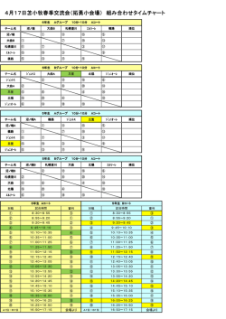 4月17日苫小牧春季交流会（拓勇小会場） 組み合わせタイムチャート