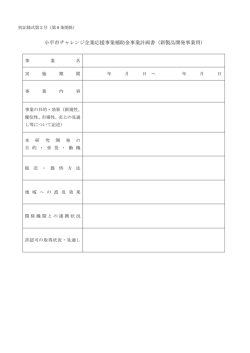 小平市チャレンジ企業応援事業補助金事業計画書（新製品開発事業用）