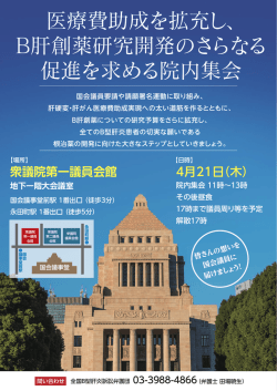医療費助成を拡充し、 B肝創薬研究開発のさらなる 促進を求める院内集会