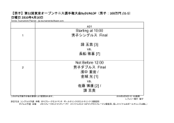 Starting at 10:00 男子シングルス Final 諱 五貴 [3] vs. 長船 雅喜 [7] Not