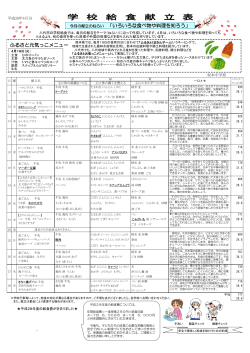 ふるさと元気っこメニュー 今月の献立のねらい 「いろいろな