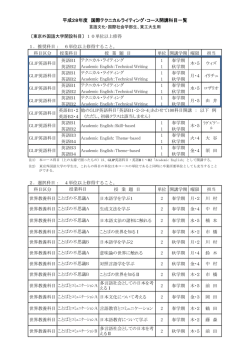 東京外大開講科目一覧