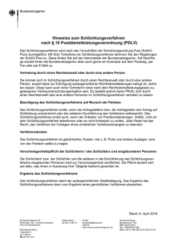 Hinweise zum Schlichtungsverfahren nach &sect; 10