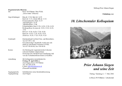 10. Lötschentaler Kolloquium Prior Johann Siegen und seine Zeit