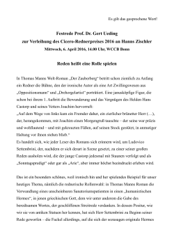 Festrede Prof. Dr. Gert Ueding zur Verleihung des Cicero