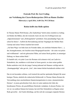 Festrede Prof. Dr. Gert Ueding zur Verleihung des Cicero