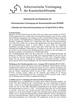Jahresbericht des Pr&auml;sidenten - Schweizerische Vereinigung der