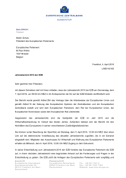 Cover letter to the transmission letter of ECB 2015 AR to