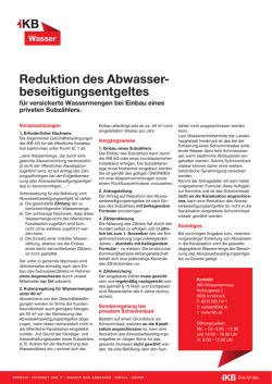 Reduktion des Abwasser- beseitigungsentgeltes