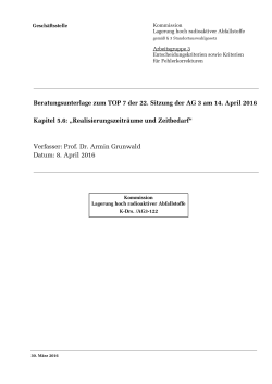 K-Drs. / AG3-122: Kapitel 5.6 "Realisierungszeiträume und Zeitbedarf"