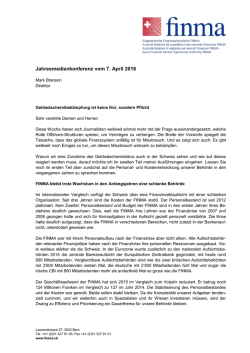 Jahresmedienkonferenz vom 7. April 2016