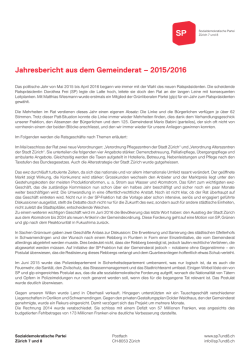 Jahresbericht aus dem Gemeinderat