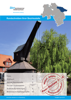 Bezirksstellen-Rundschreiben Lüneburg, April 2016
