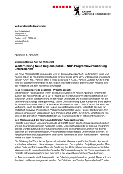 Weiterführung Neue Regionalpolitik – NRP
