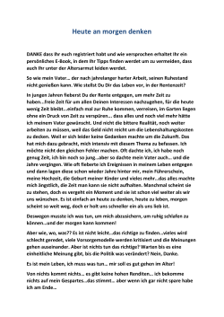 Heute an morgen denken