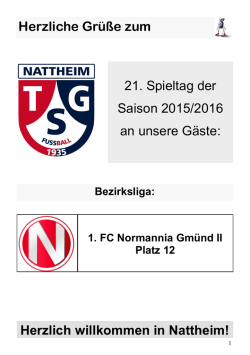 Herzliche Grüße zum 21. Spieltag der Saison 2015