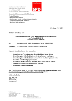 Einladung Betriebsbesuch Bessenbach 22. April