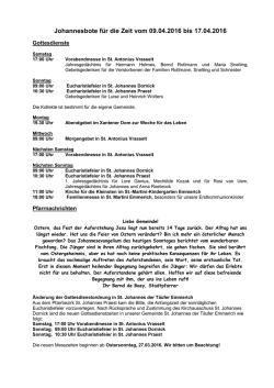 Johannesbote f&uuml;r die Zeit vom 09.04.2016 bis 17.04.2016