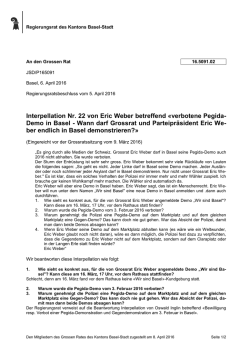 Interpellation Nr. 22 von Eric Weber betreffend &laquo;verbotene Pegida