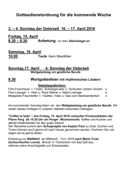 Gottesdienstordnung vom 27. März