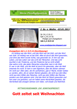 Gott zeltet seit Weihnachten